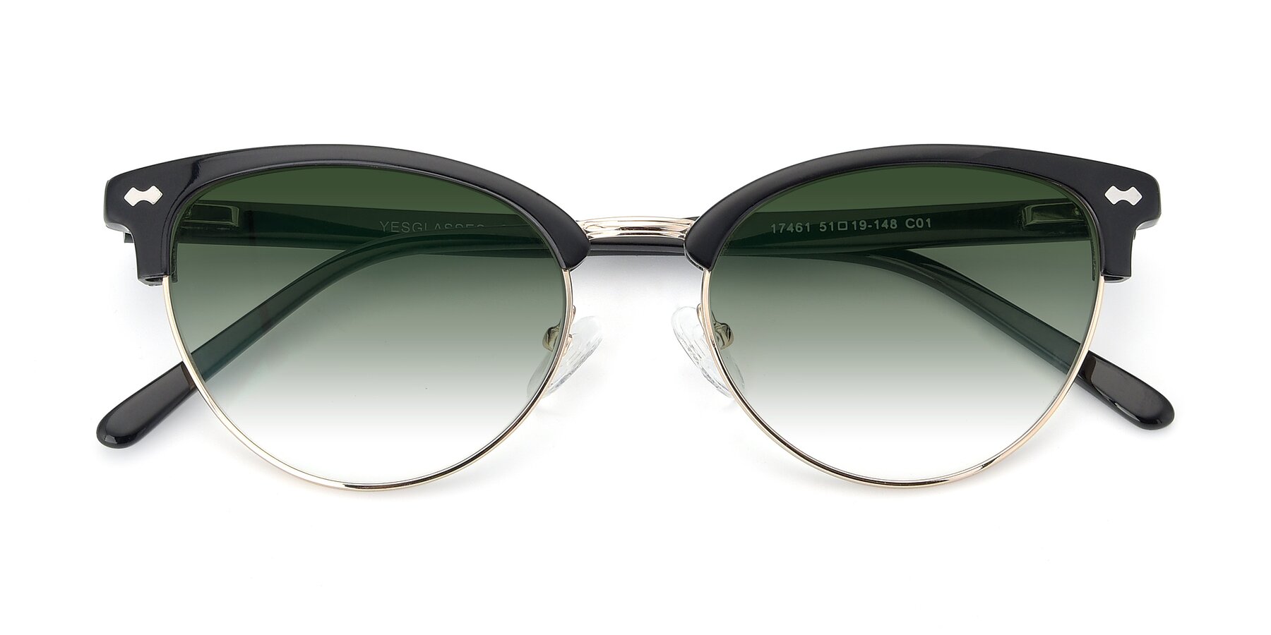 Folded Front of 17461 in Black-Gold with Green Gradient Lenses