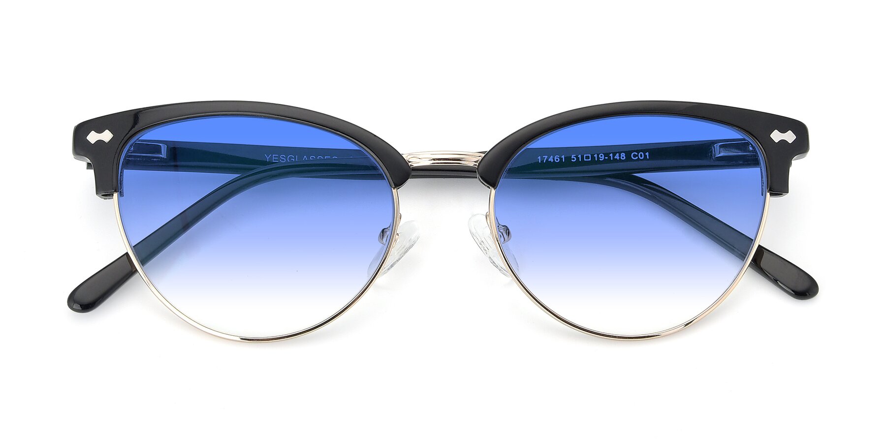 Folded Front of 17461 in Black-Gold with Blue Gradient Lenses