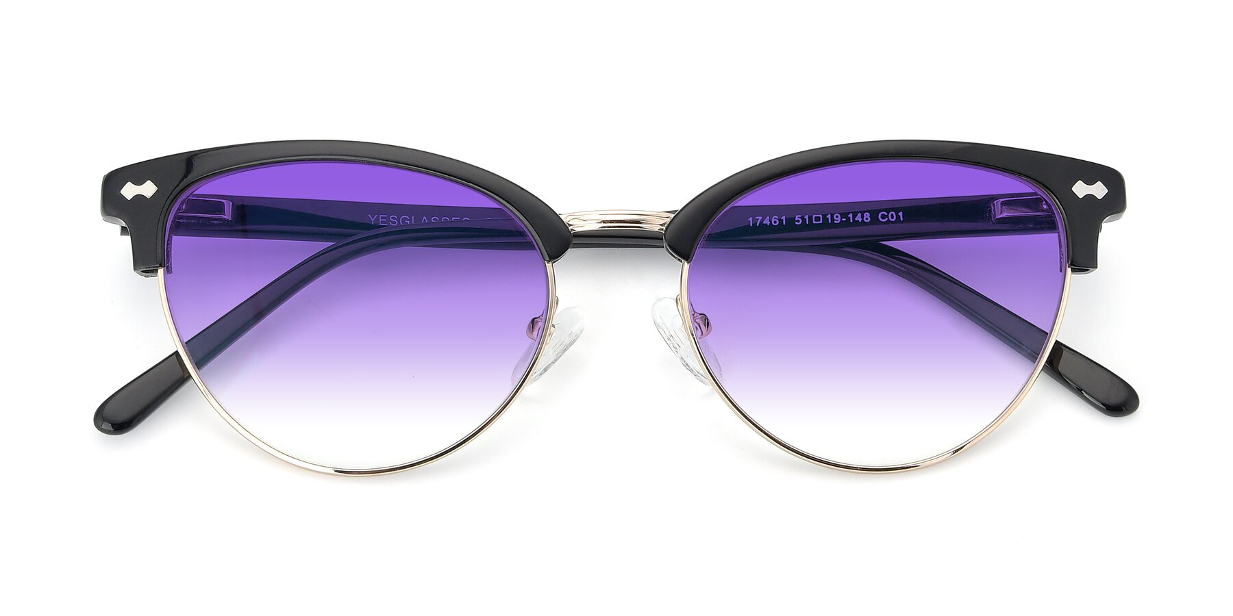 Folded Front of 17461 in Black-Gold with Purple Gradient Lenses