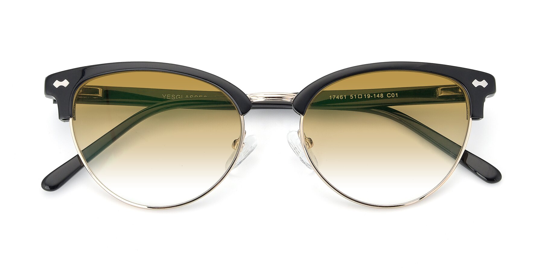 Folded Front of 17461 in Black-Gold with Champagne Gradient Lenses