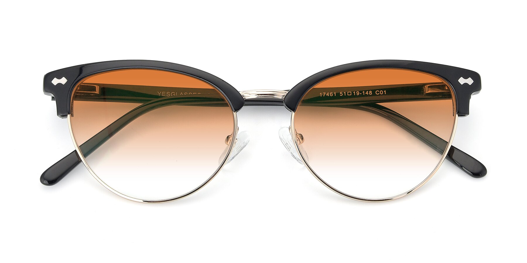 Folded Front of 17461 in Black-Gold with Orange Gradient Lenses