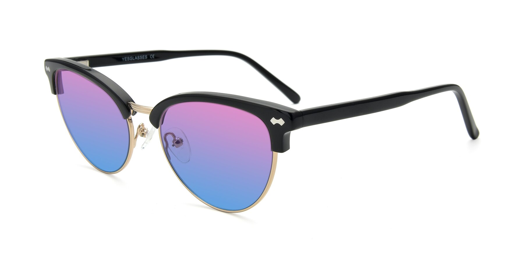 Angle of 17461 in Black-Gold with Pink / Blue Gradient Lenses