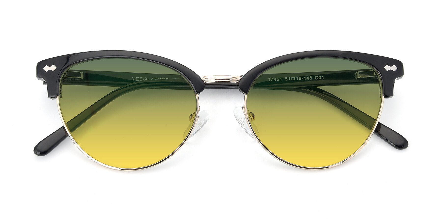 Folded Front of 17461 in Black-Gold with Green / Yellow Gradient Lenses