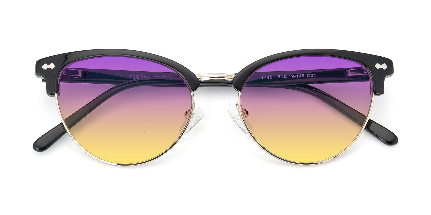 Folded Front of 17461 in Black-Gold with Purple / Yellow Gradient Lenses