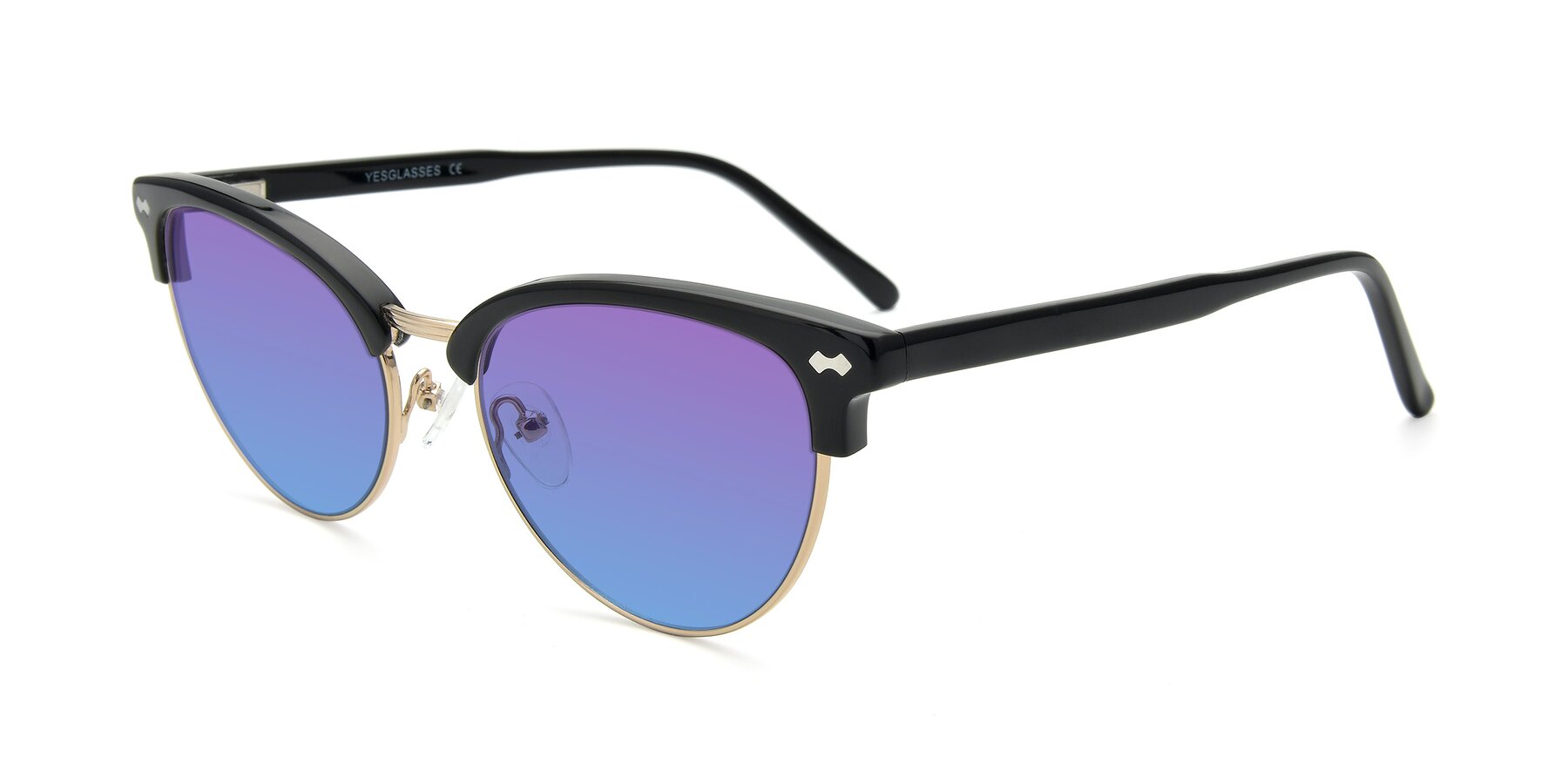 Angle of 17461 in Black-Gold with Purple / Blue Gradient Lenses