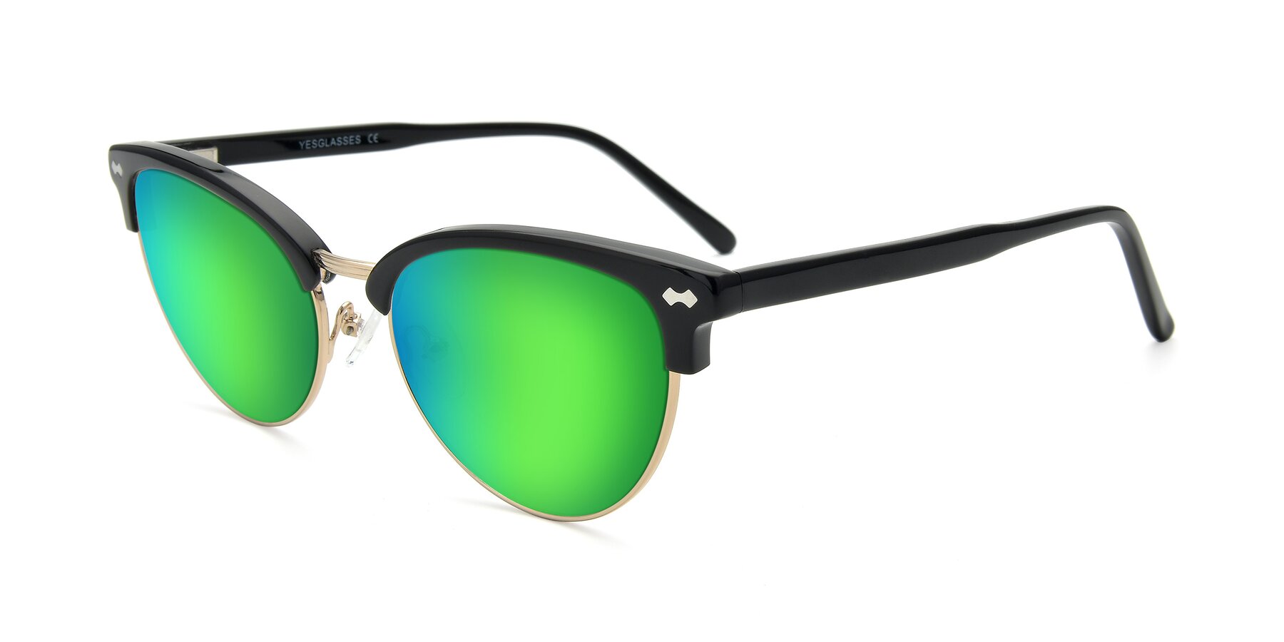Angle of 17461 in Black-Gold with Green Mirrored Lenses