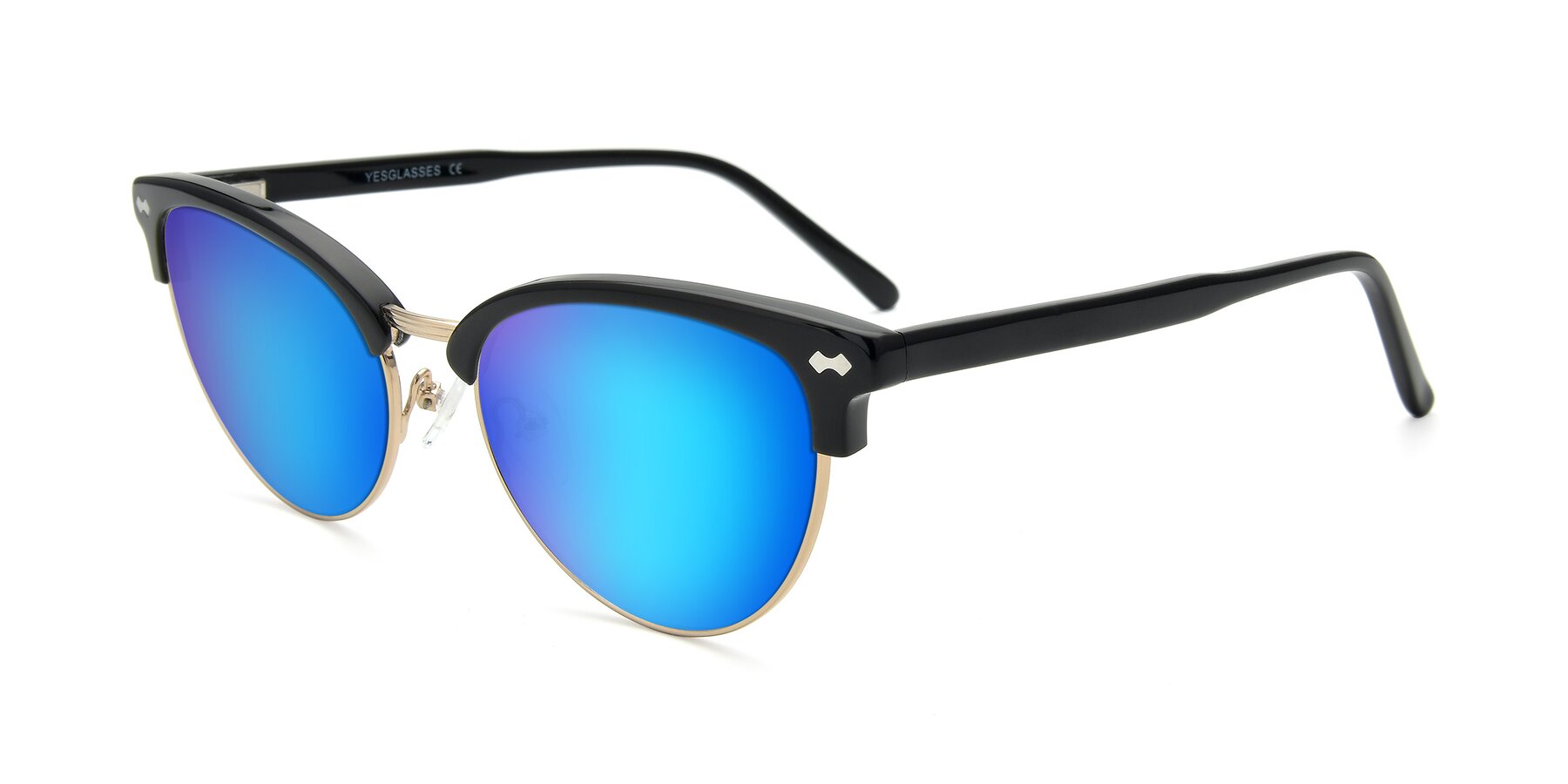 Angle of 17461 in Black-Gold with Blue Mirrored Lenses
