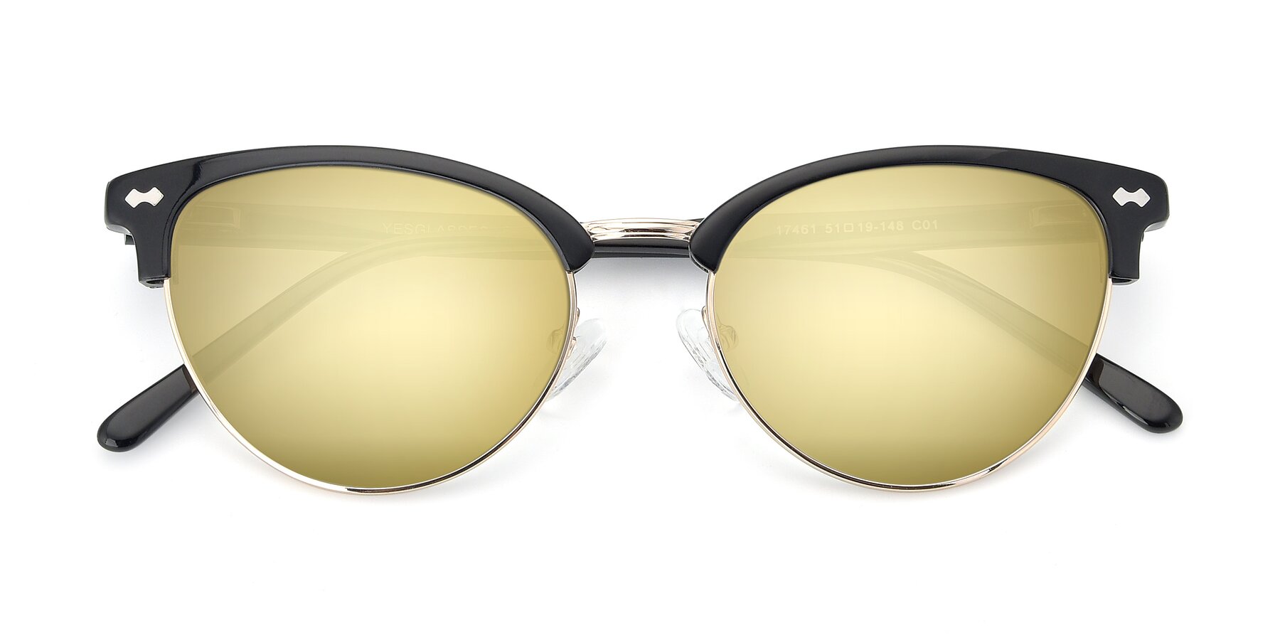 Folded Front of 17461 in Black-Gold with Gold Mirrored Lenses
