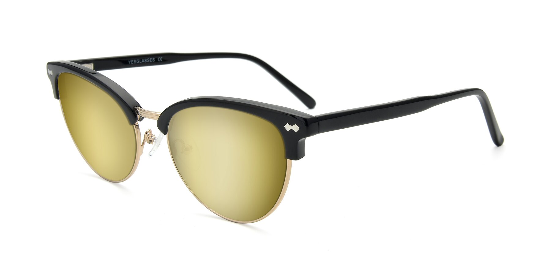 Angle of 17461 in Black-Gold with Gold Mirrored Lenses