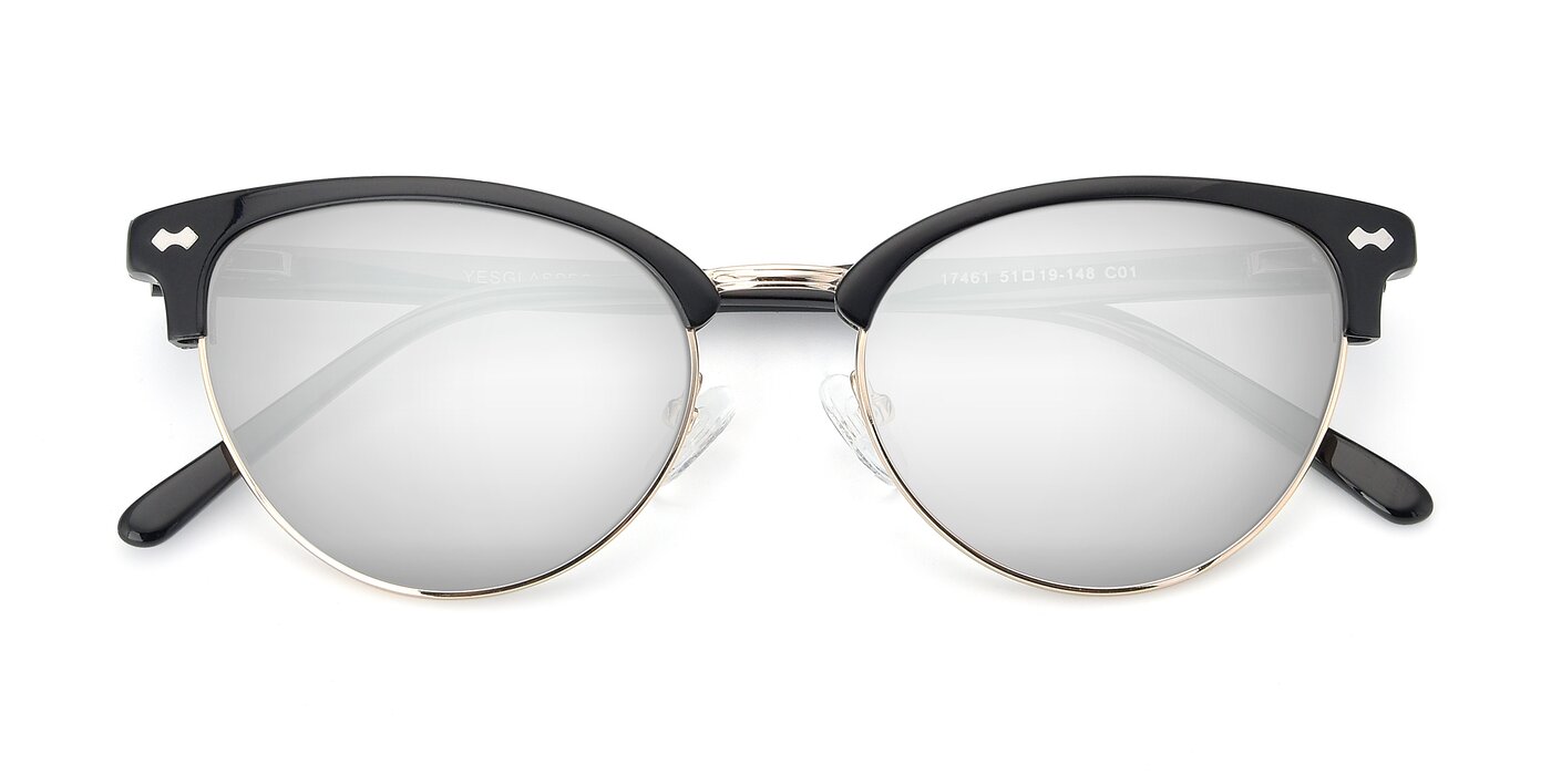 17461 - Black / Gold Flash Mirrored Sunglasses