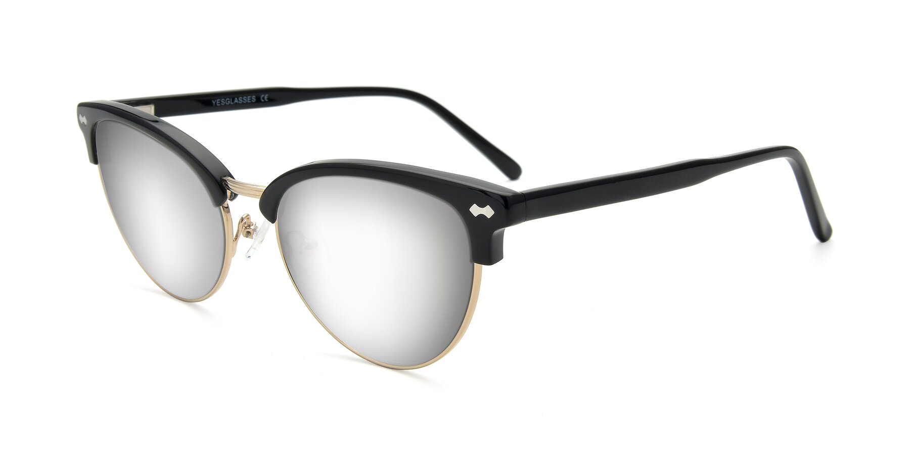 Angle of 17461 in Black-Gold with Silver Mirrored Lenses