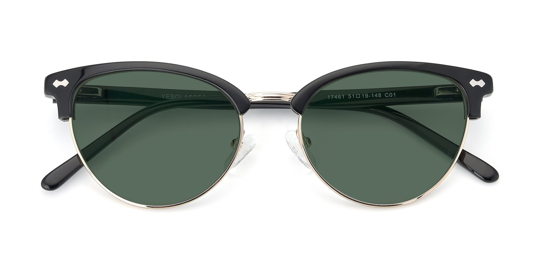 Folded Front of 17461 in Black-Gold with Green Polarized Lenses