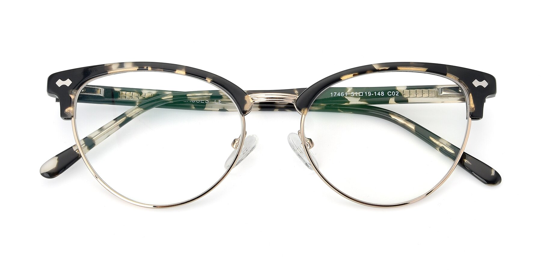Folded Front of 17461 in Tortoise-Gold with Clear Blue Light Blocking Lenses
