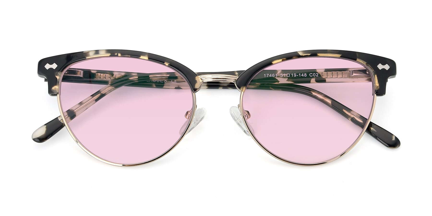Folded Front of 17461 in Tortoise-Gold with Light Pink Tinted Lenses