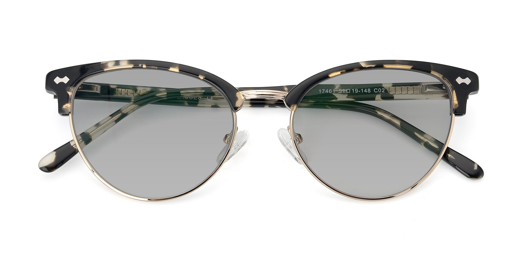 Folded Front of 17461 in Tortoise-Gold with Light Gray Tinted Lenses