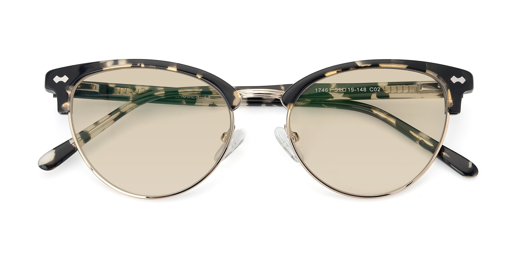 Folded Front of 17461 in Tortoise-Gold with Light Brown Tinted Lenses
