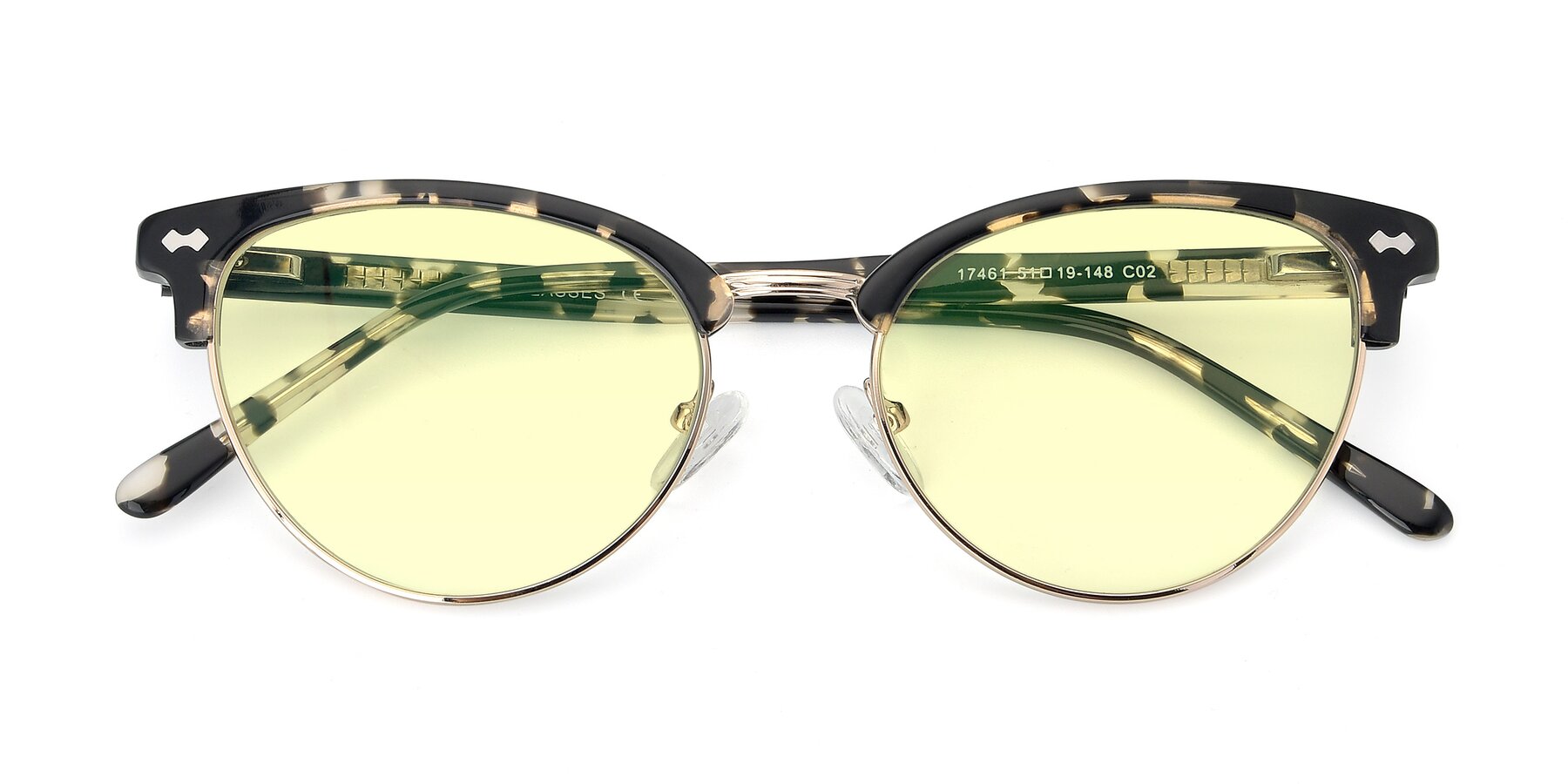 Folded Front of 17461 in Tortoise-Gold with Light Yellow Tinted Lenses