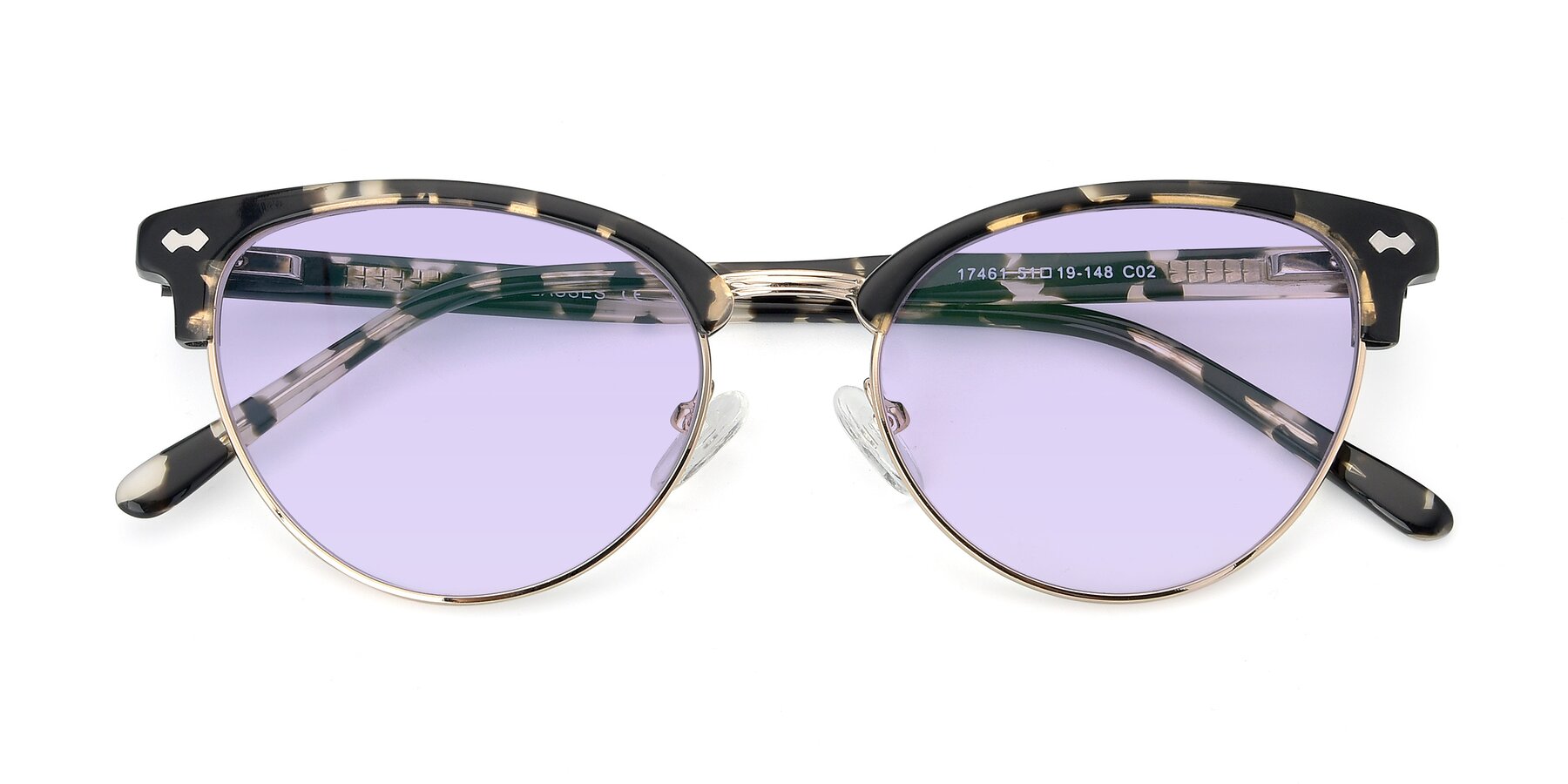 Folded Front of 17461 in Tortoise-Gold with Light Purple Tinted Lenses