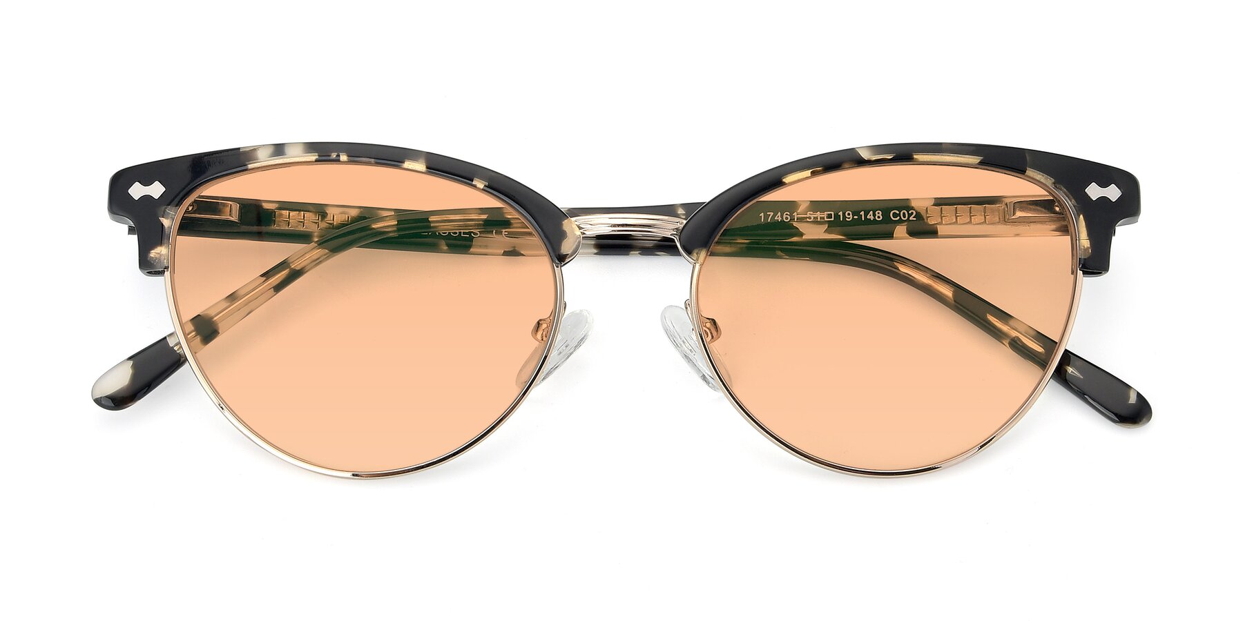 Folded Front of 17461 in Tortoise-Gold with Light Orange Tinted Lenses