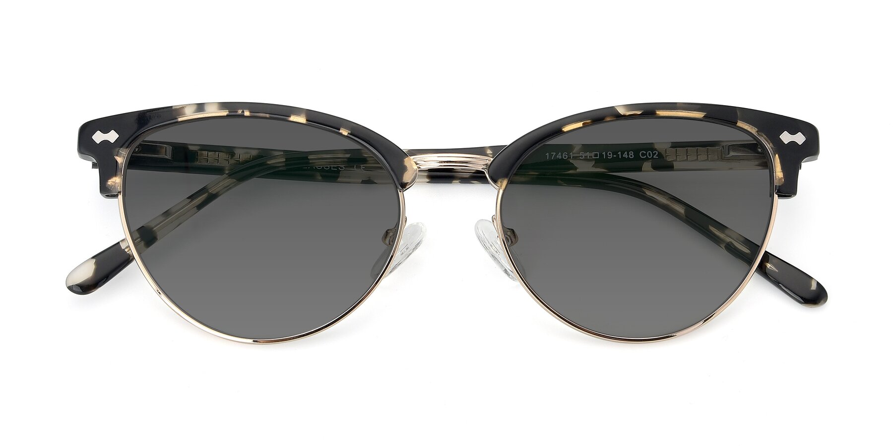 Folded Front of 17461 in Tortoise-Gold with Medium Gray Tinted Lenses