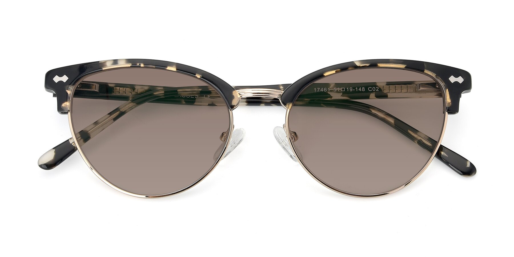 Folded Front of 17461 in Tortoise-Gold with Medium Brown Tinted Lenses