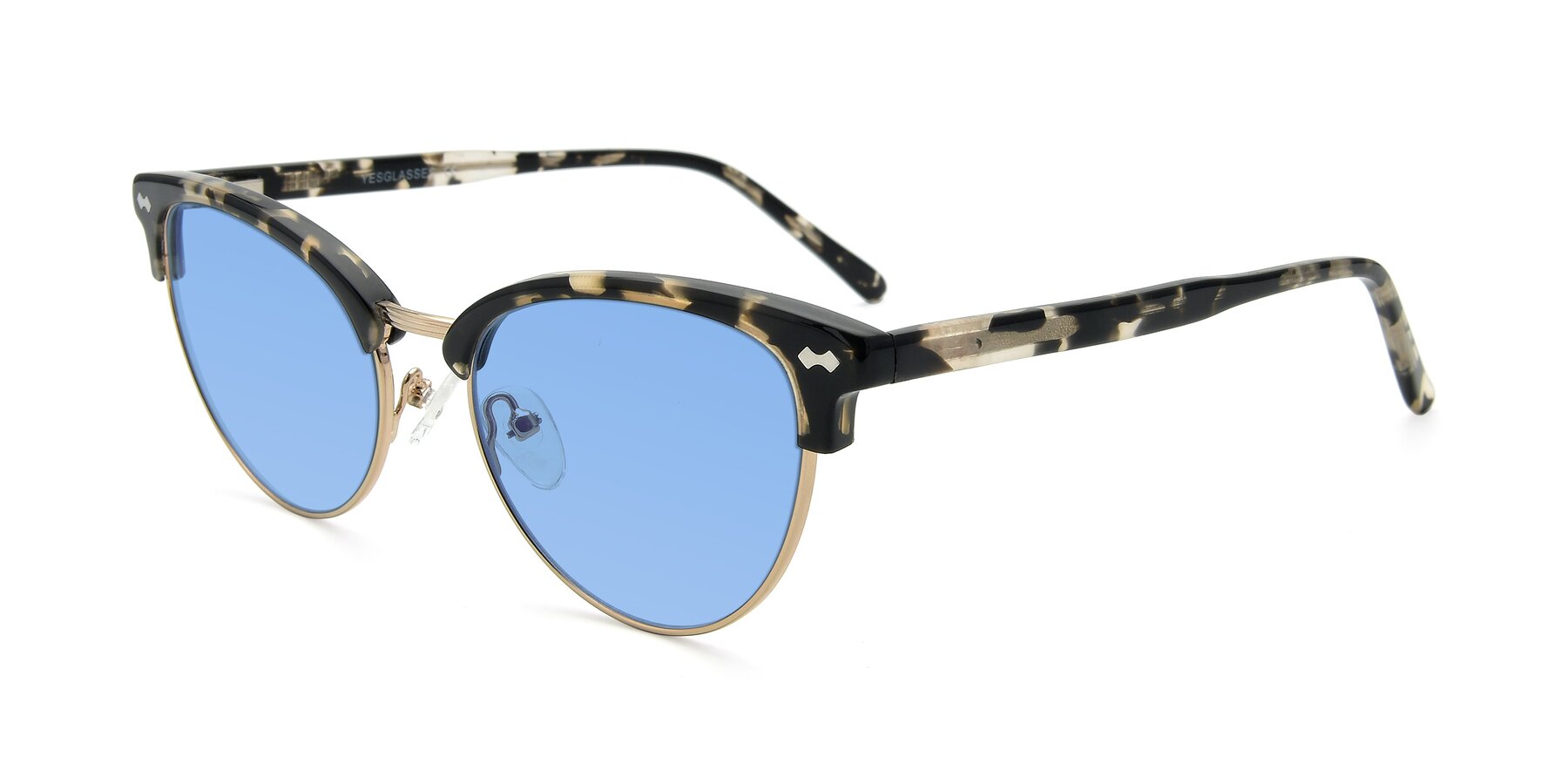 Angle of 17461 in Tortoise-Gold with Medium Blue Tinted Lenses