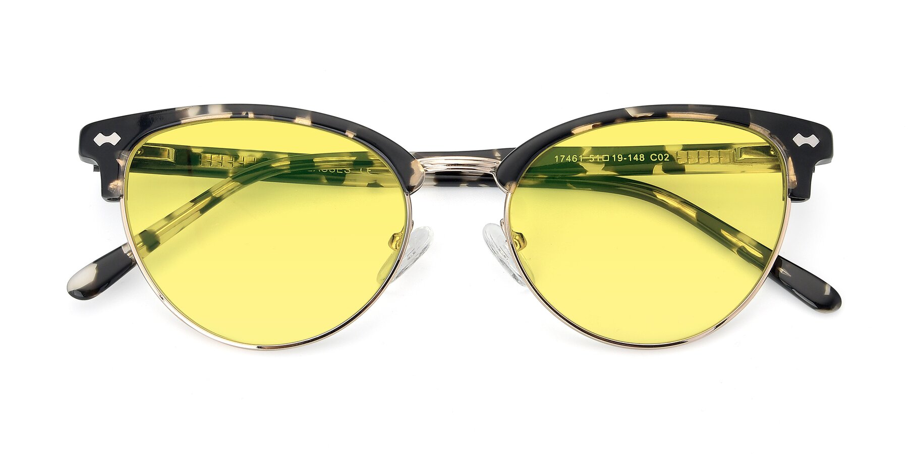 Folded Front of 17461 in Tortoise-Gold with Medium Yellow Tinted Lenses
