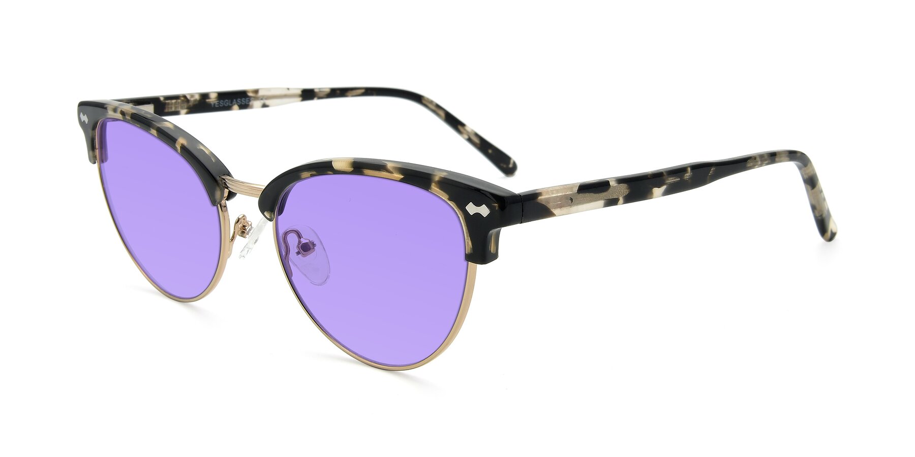 Angle of 17461 in Tortoise-Gold with Medium Purple Tinted Lenses