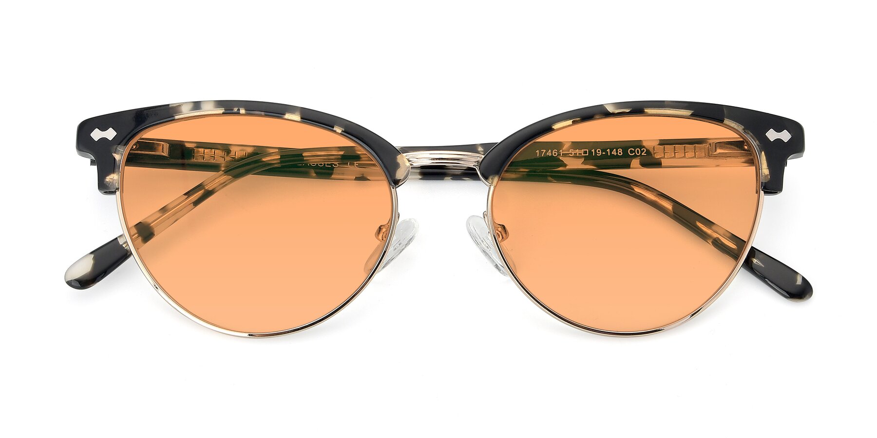 Folded Front of 17461 in Tortoise-Gold with Medium Orange Tinted Lenses