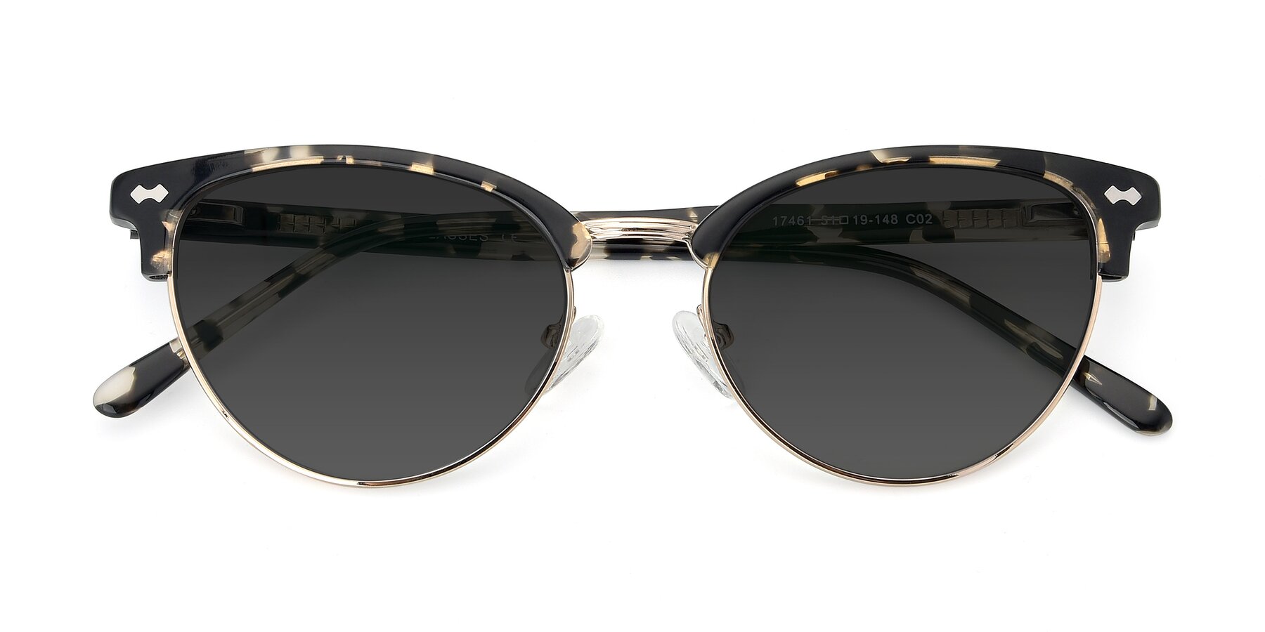 Folded Front of 17461 in Tortoise-Gold with Gray Tinted Lenses