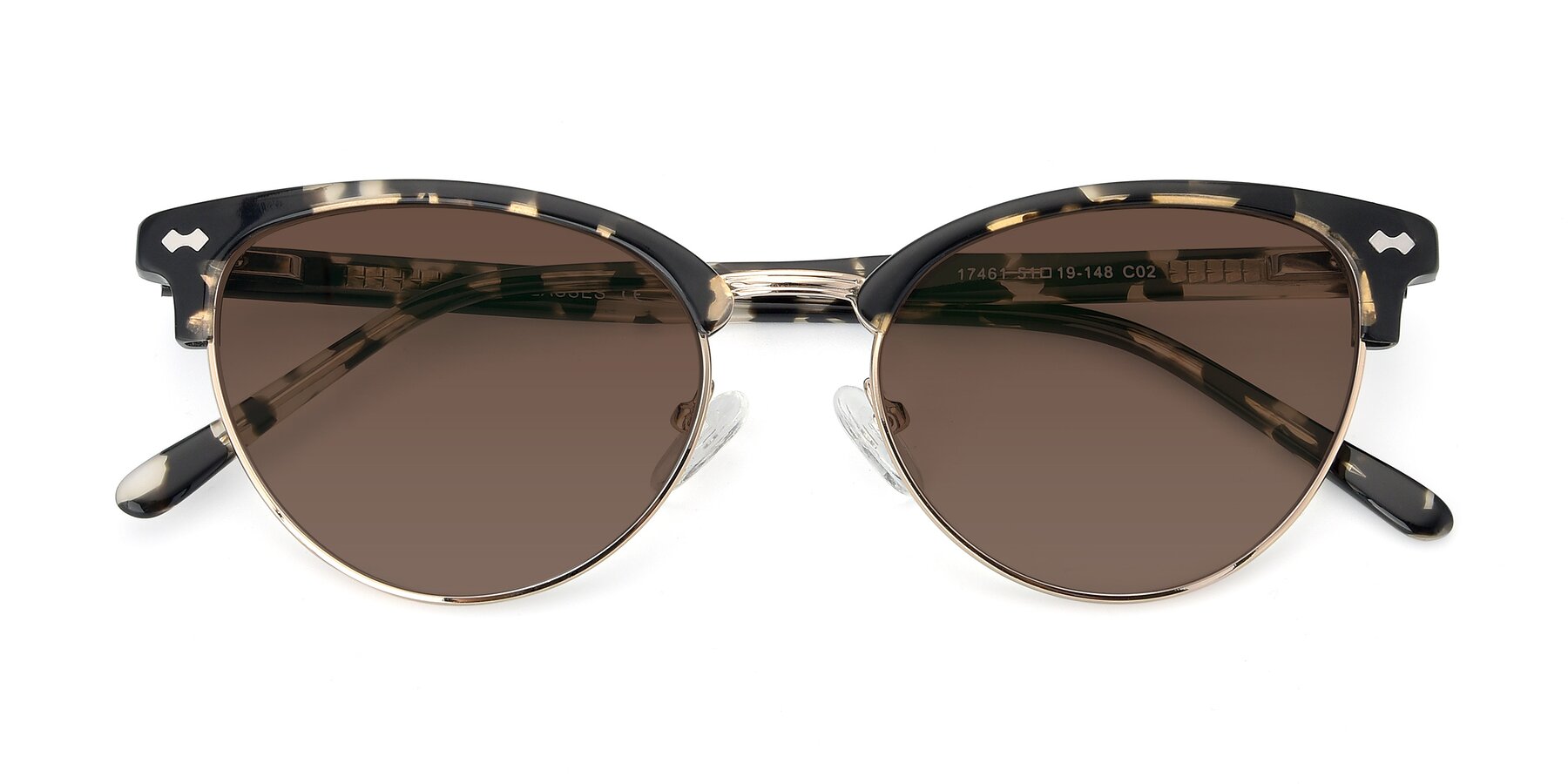 Folded Front of 17461 in Tortoise-Gold with Brown Tinted Lenses
