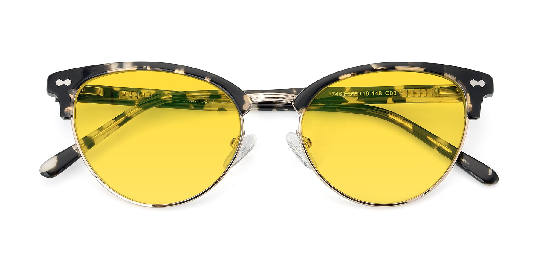 Folded Front of 17461 in Tortoise-Gold with Yellow Tinted Lenses