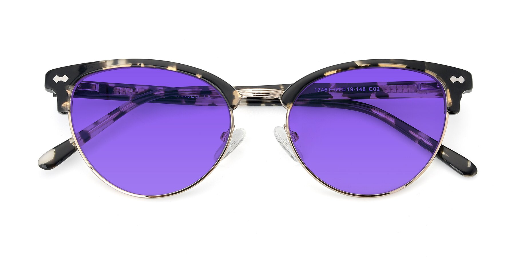 Folded Front of 17461 in Tortoise-Gold with Purple Tinted Lenses