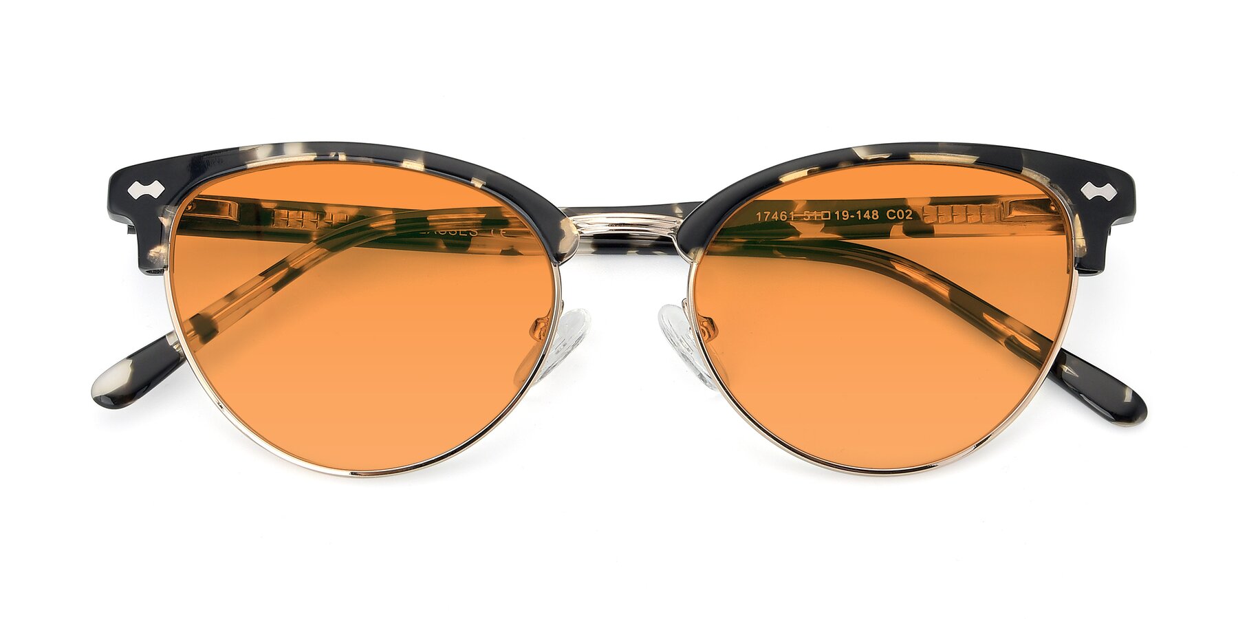 Folded Front of 17461 in Tortoise-Gold with Orange Tinted Lenses