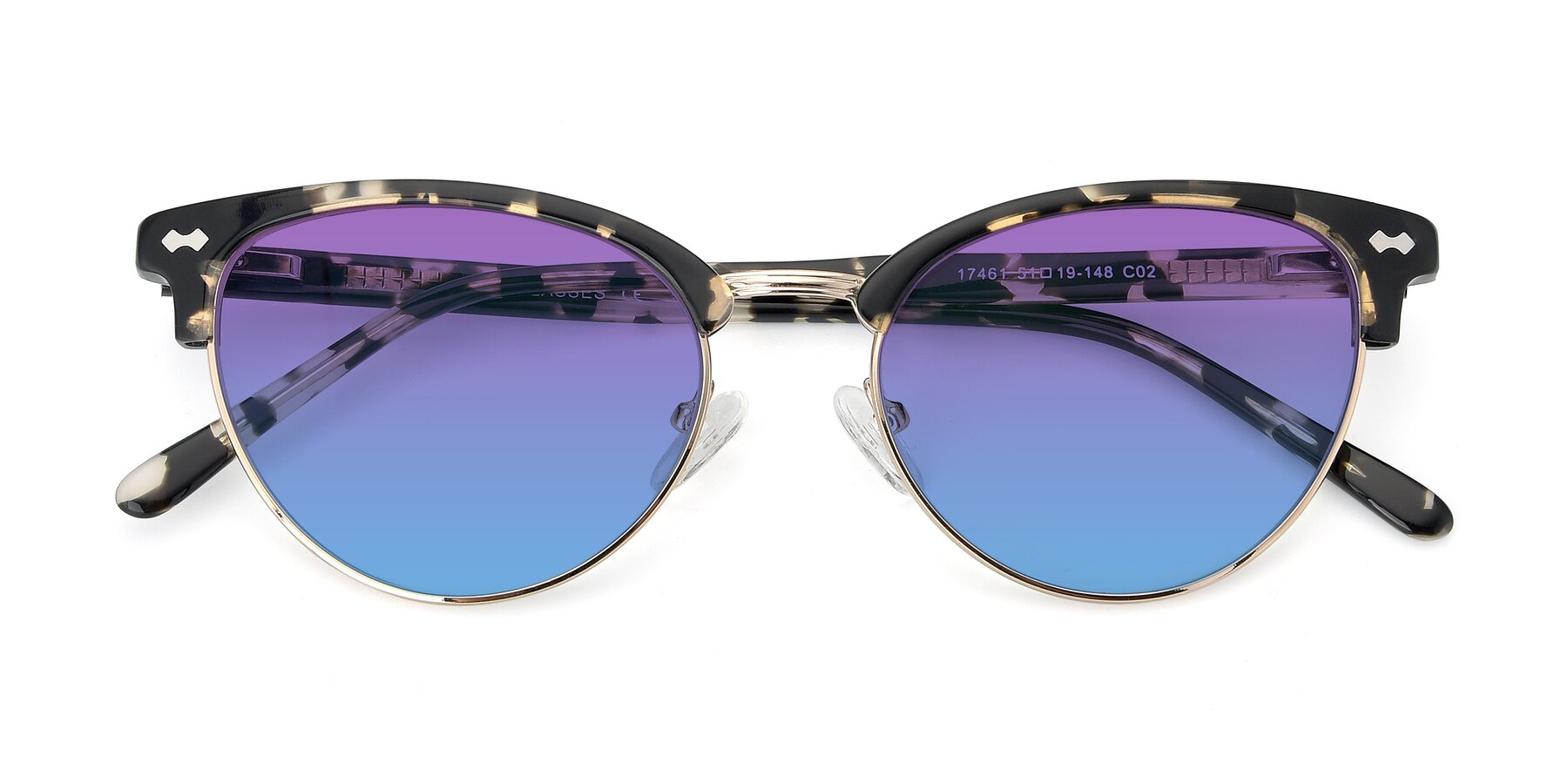 Folded Front of 17461 in Tortoise-Gold with Purple / Blue Gradient Lenses