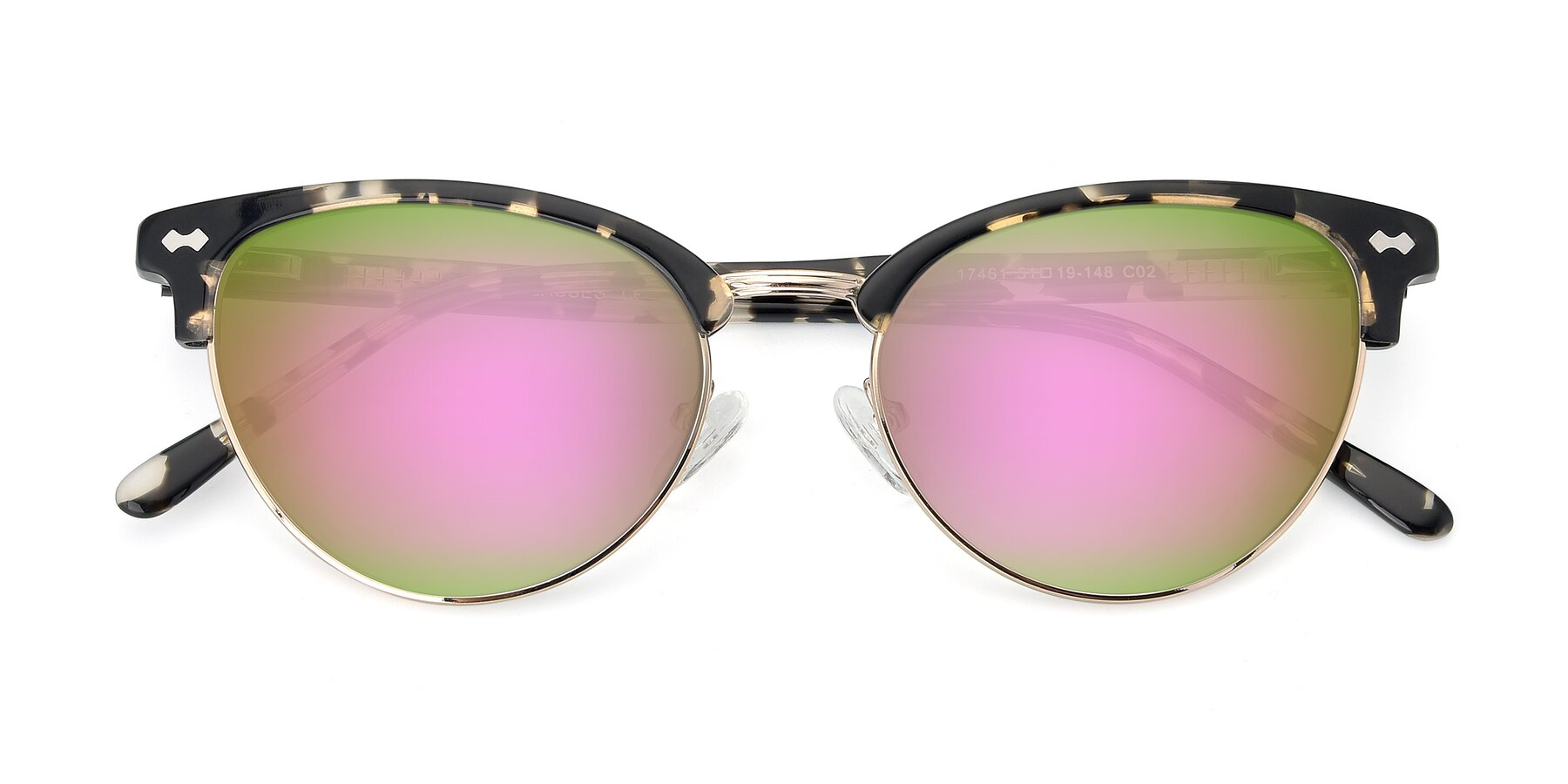Folded Front of 17461 in Tortoise-Gold with Pink Mirrored Lenses
