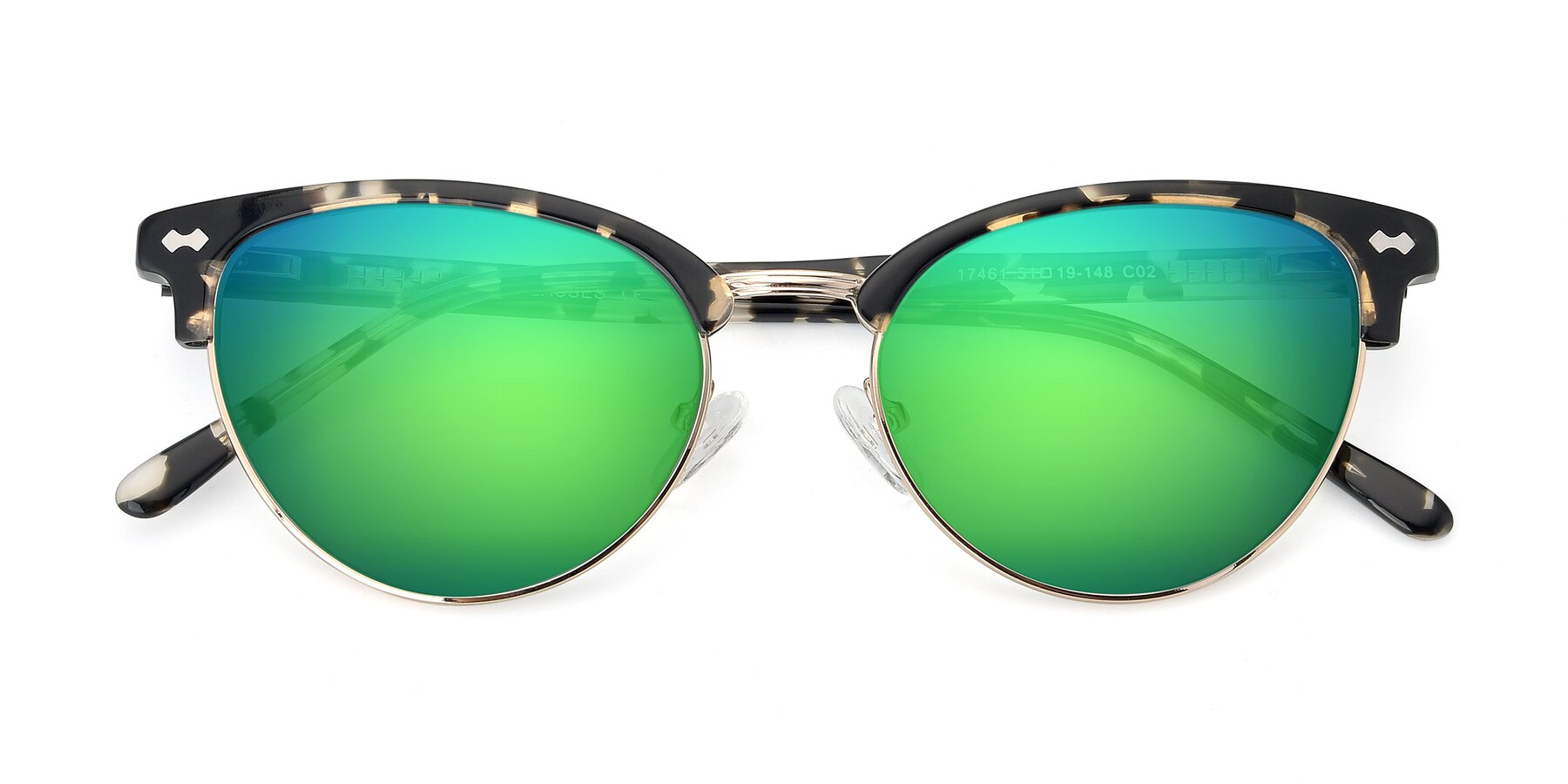 Folded Front of 17461 in Tortoise-Gold with Green Mirrored Lenses
