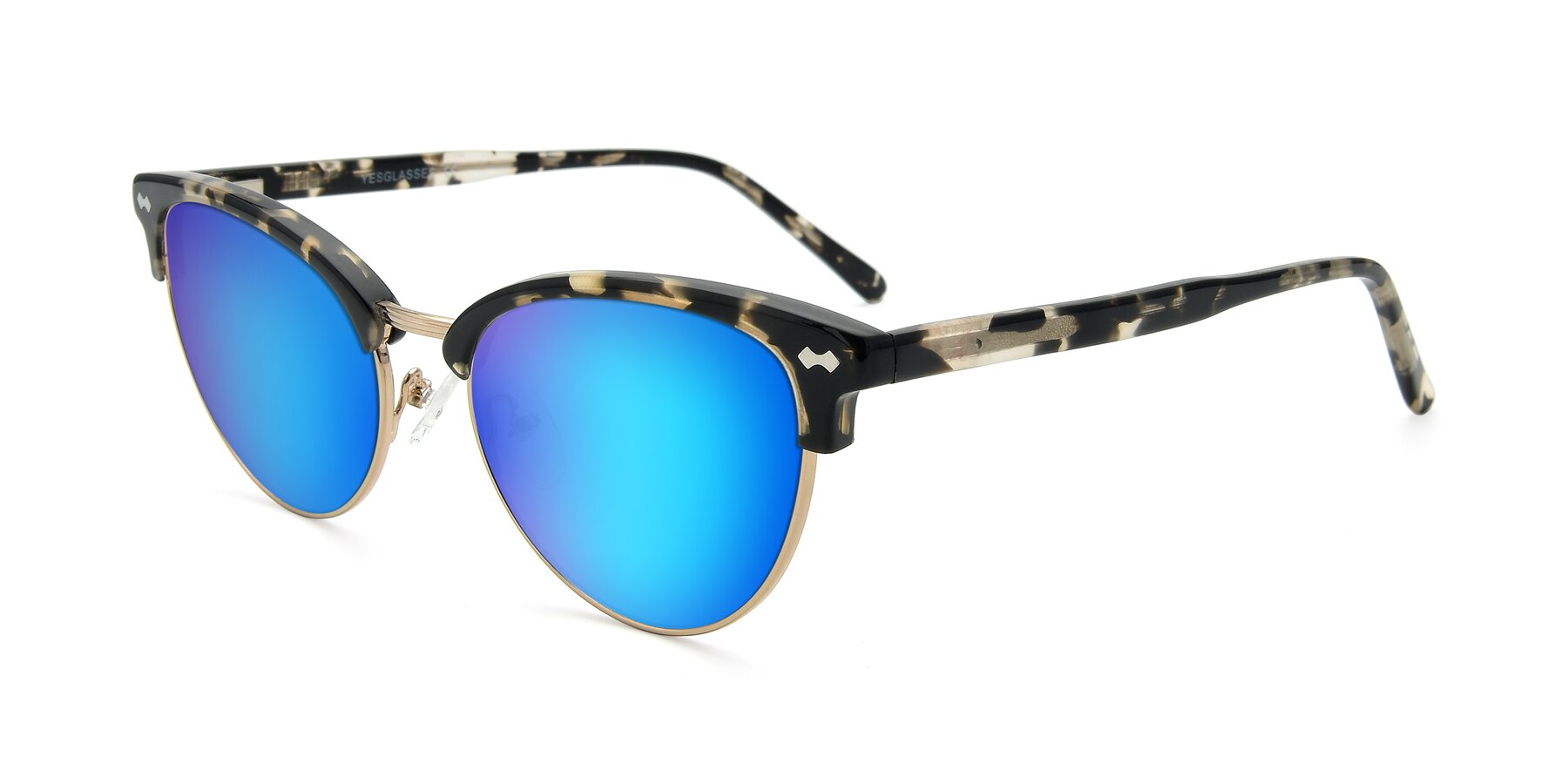 Angle of 17461 in Tortoise-Gold with Blue Mirrored Lenses