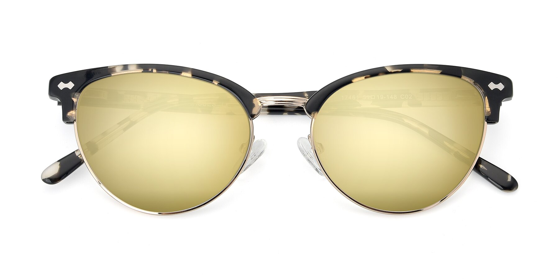Folded Front of 17461 in Tortoise-Gold with Gold Mirrored Lenses