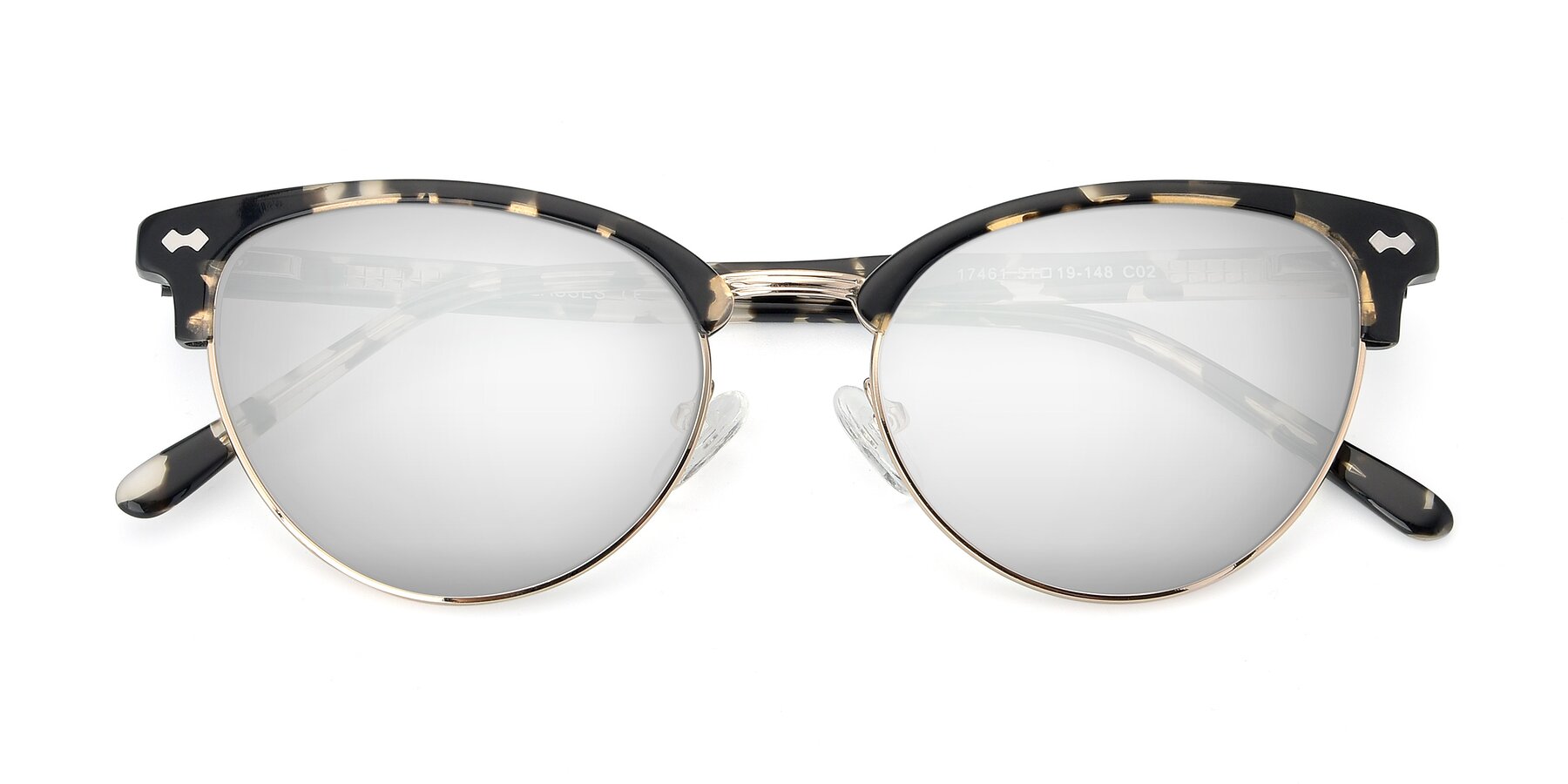 Folded Front of 17461 in Tortoise-Gold with Silver Mirrored Lenses