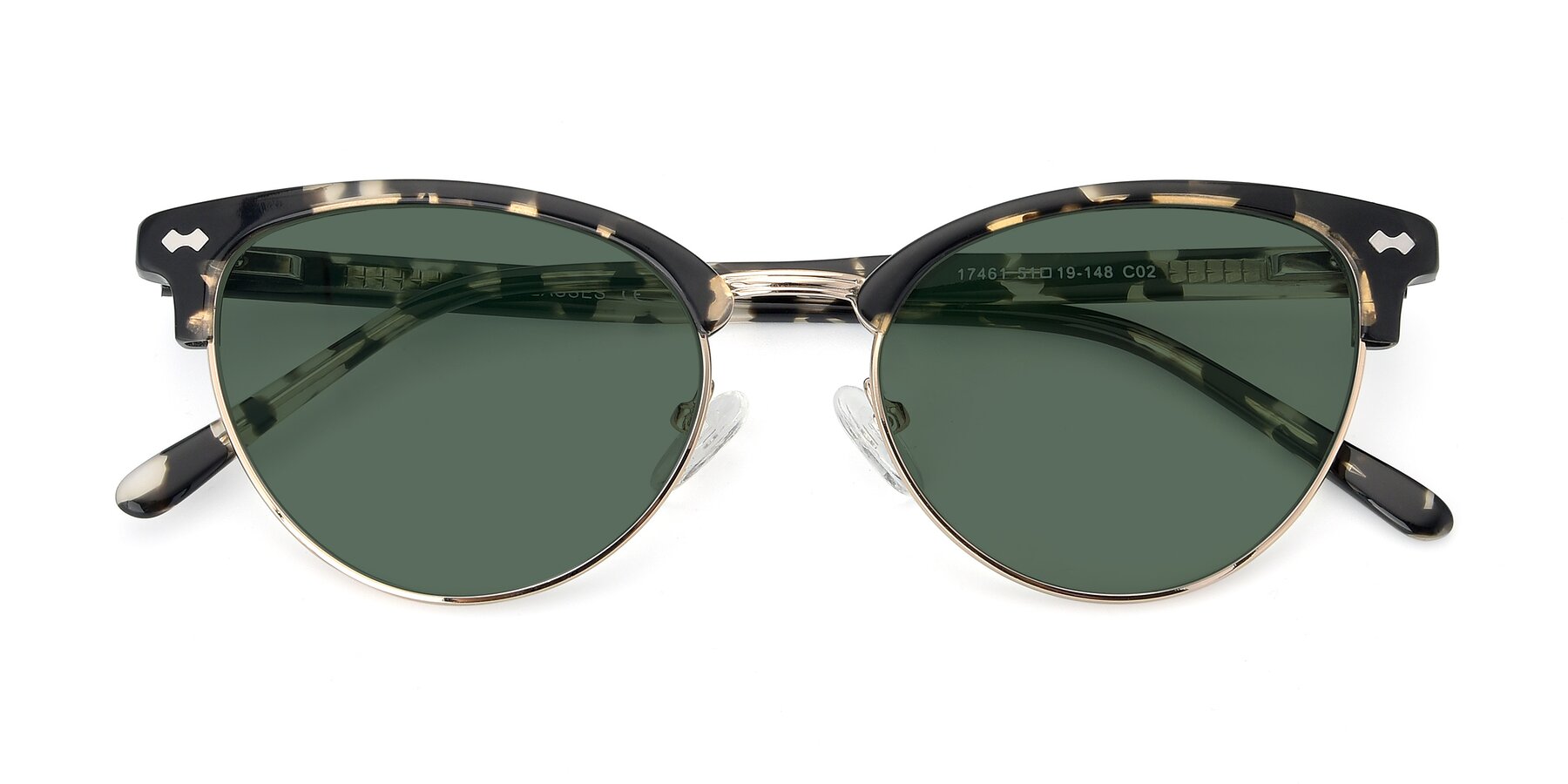 Folded Front of 17461 in Tortoise-Gold with Green Polarized Lenses