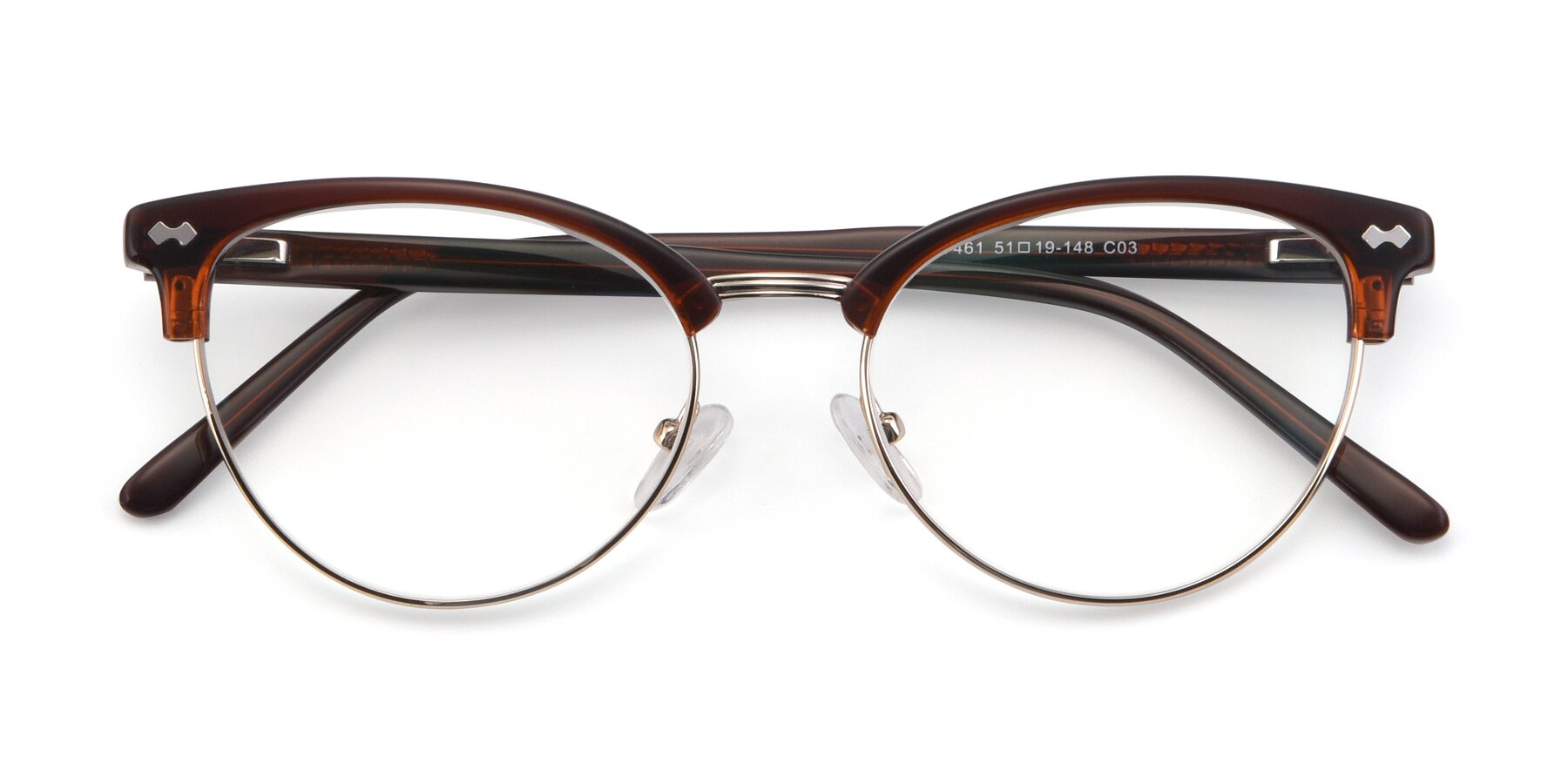 Folded Front of 17461 in Amber Brown with Clear Reading Eyeglass Lenses