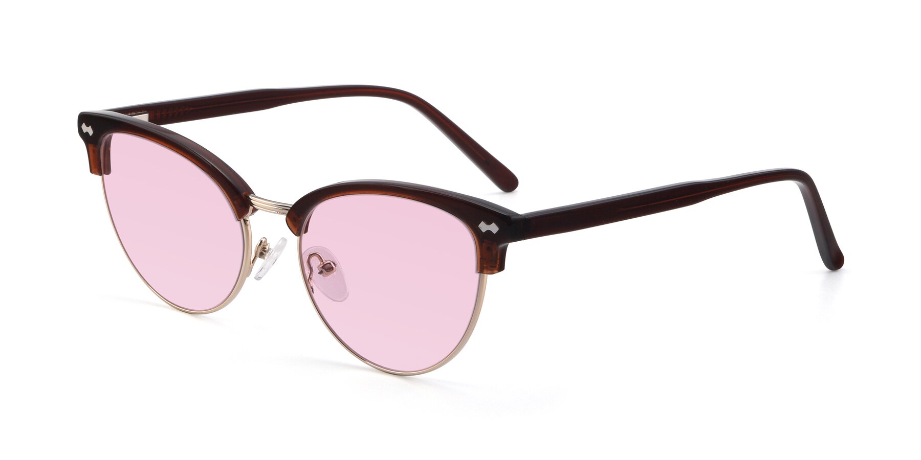 Angle of 17461 in Amber Brown with Light Pink Tinted Lenses