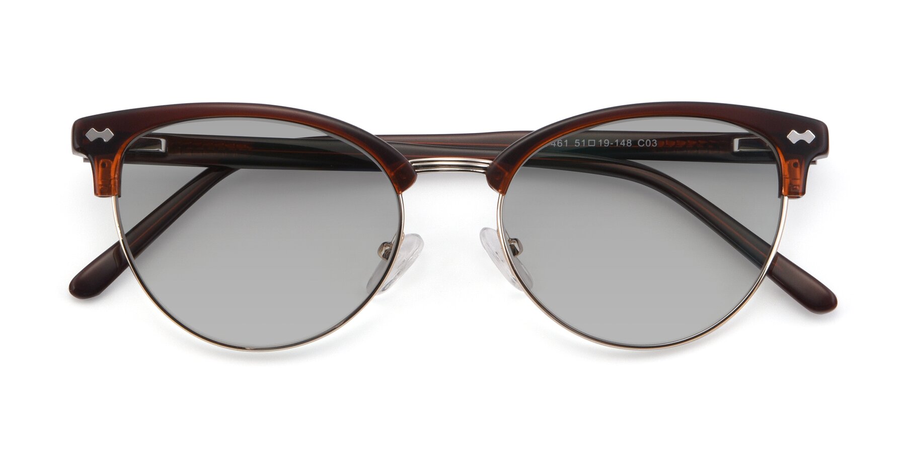 Folded Front of 17461 in Amber Brown with Light Gray Tinted Lenses