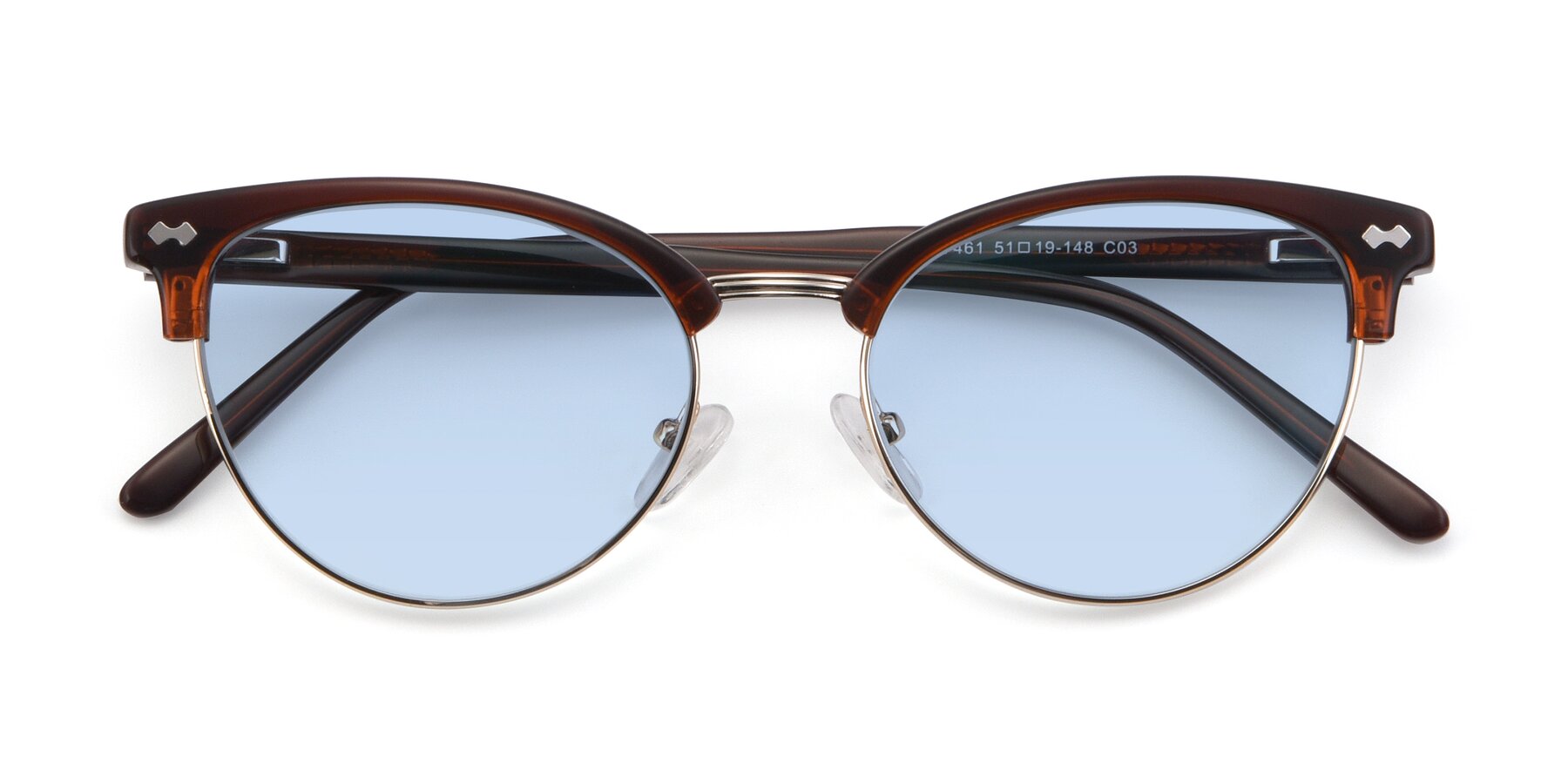 Folded Front of 17461 in Amber Brown with Light Blue Tinted Lenses