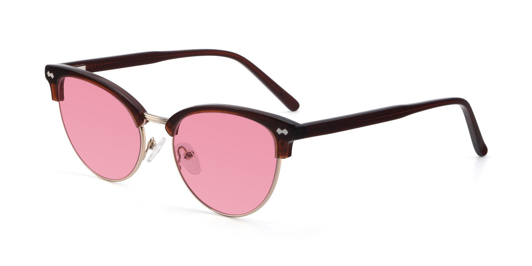 Angle of 17461 in Amber Brown with Pink Tinted Lenses