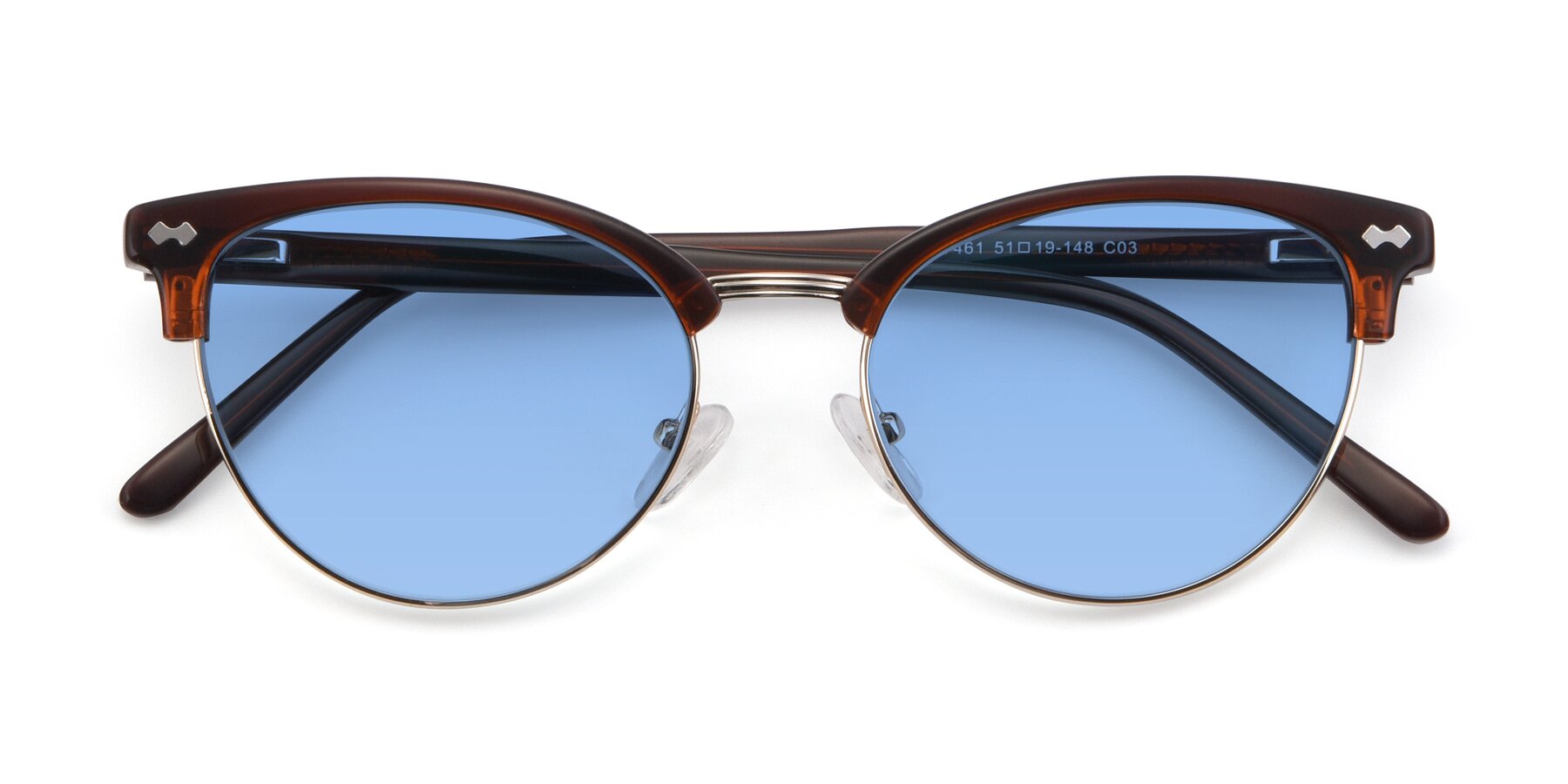 Folded Front of 17461 in Amber Brown with Medium Blue Tinted Lenses
