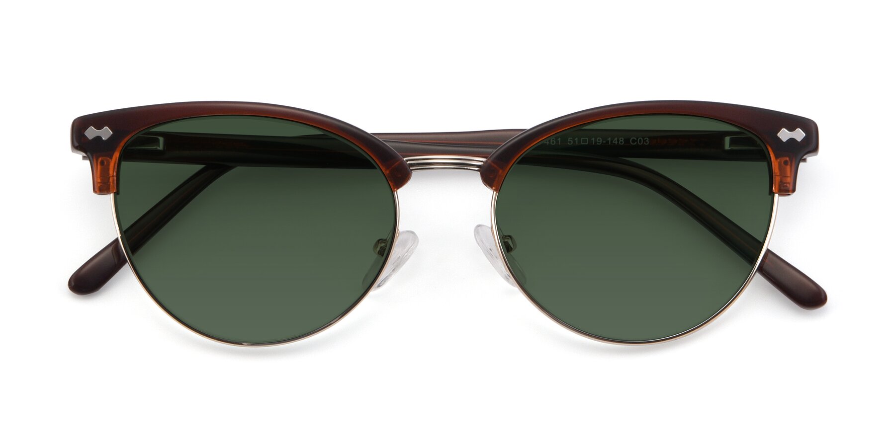 Folded Front of 17461 in Amber Brown with Green Tinted Lenses