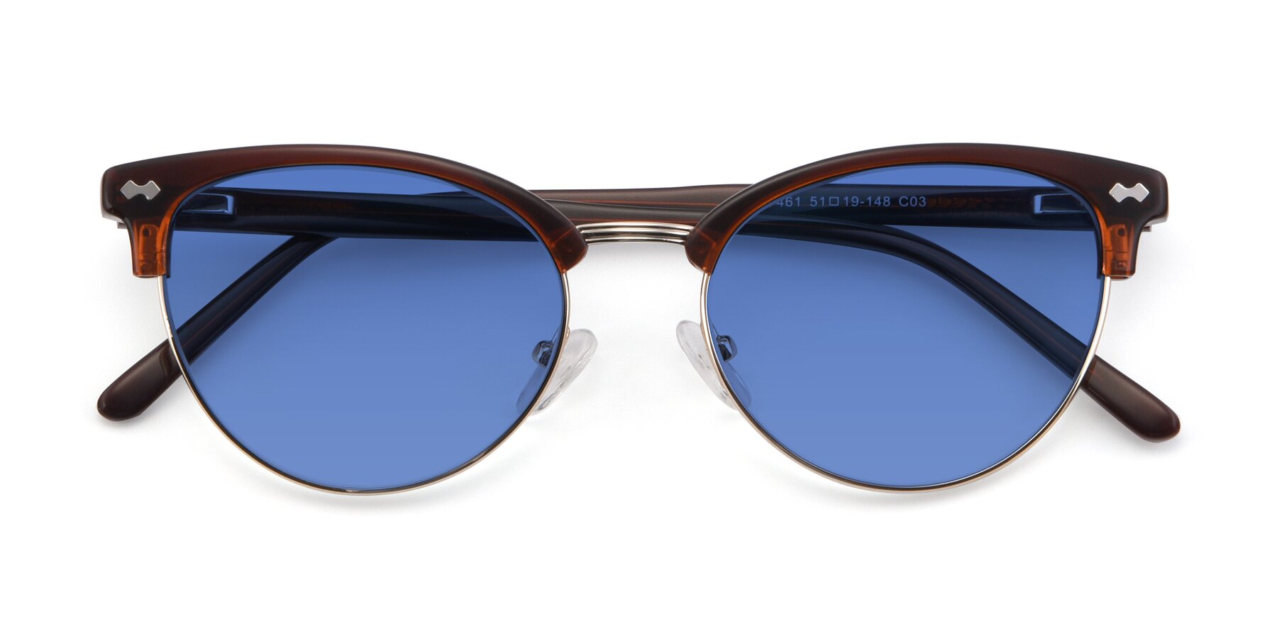 Folded Front of 17461 in Amber Brown with Blue Tinted Lenses