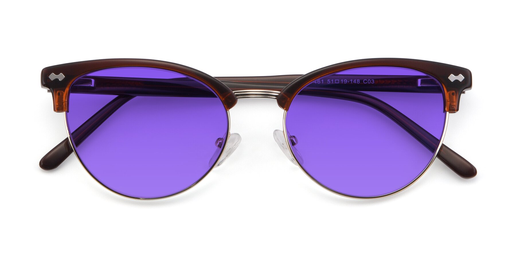 Folded Front of 17461 in Amber Brown with Purple Tinted Lenses